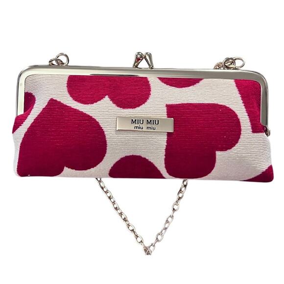 Miu Miu Handbags - NIB Miu Miu Parfums Red Hearts Kiss lock Clutch